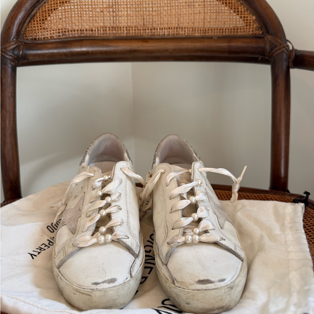 Golden goose Off-White Sneakers with Glitter Accents - Picture 6 of 7